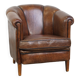Dark Sheepskin Leather Club Chair with Black Piping