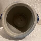 Grease pot in blue-patterned stoneware