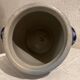 Grease pot in blue-patterned stoneware