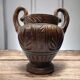 Vintage Hand-Carved Terracotta Urn - Dual Handles & Floral Motifs
