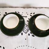 Apilco bistro coffee cups, green and gold