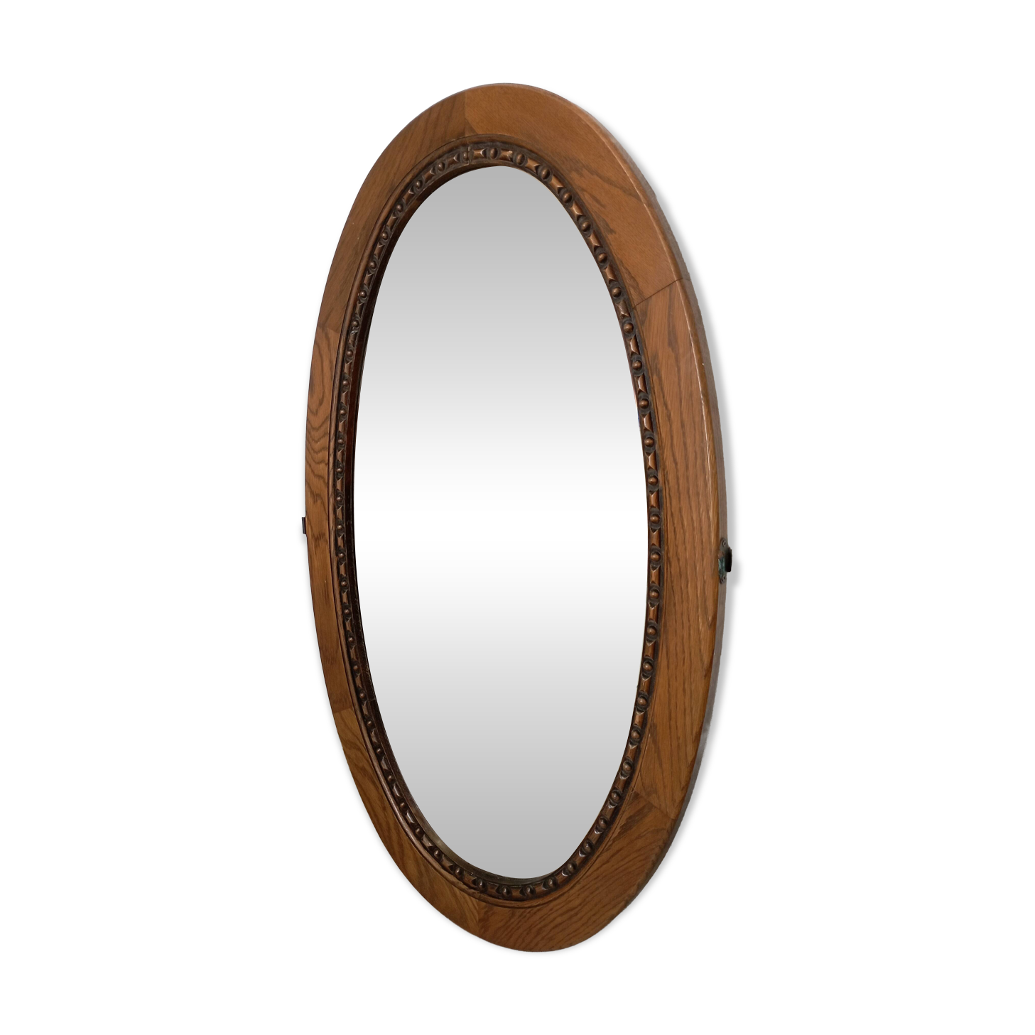 Miroir ovale bois vintage