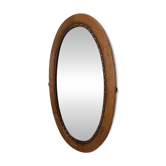 Vintage wooden oval mirror