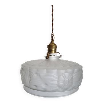 Lampe de plafond Art nouveau en persglas forgé avec décor floral, Frankrijk