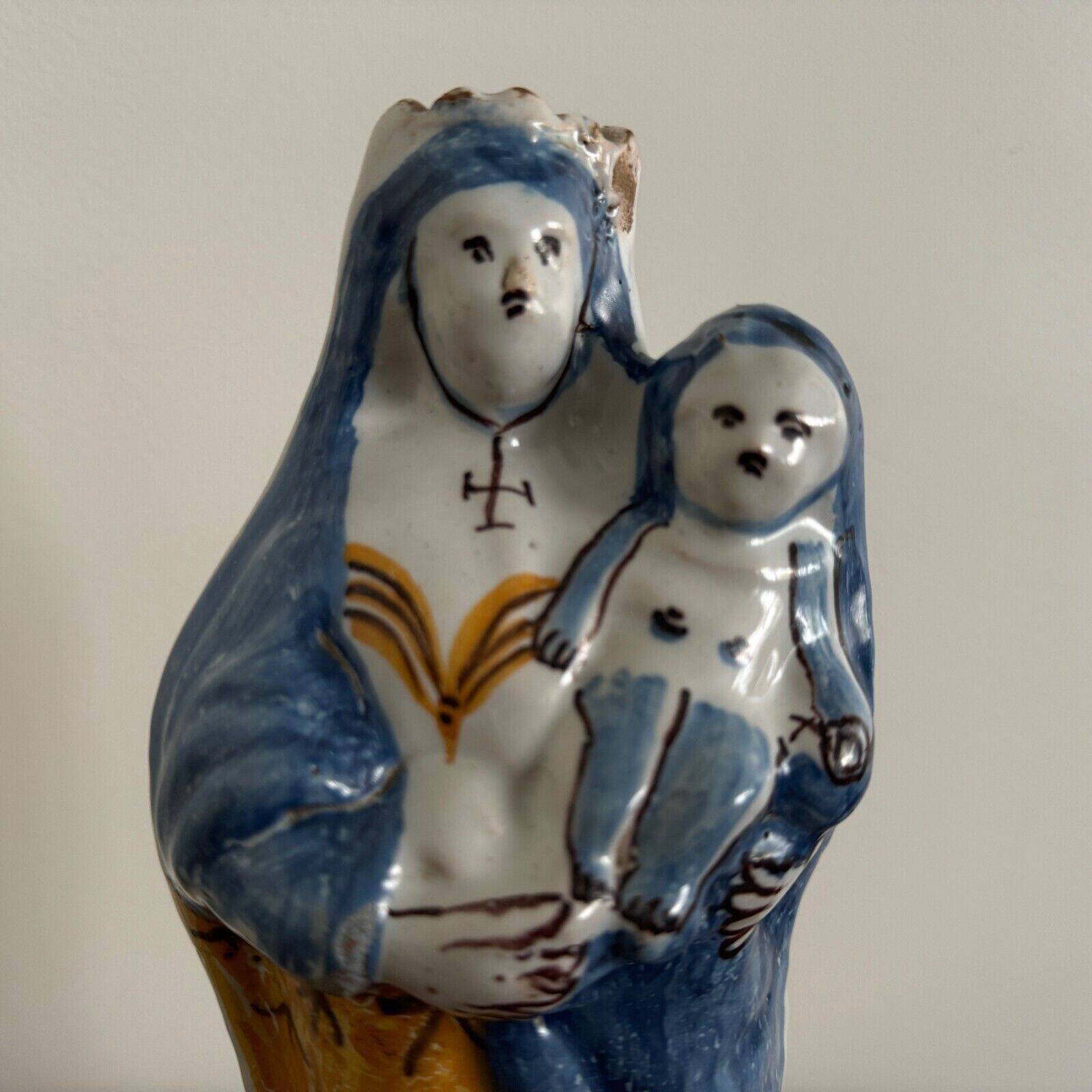 18th century Virgin Mary in Nevers earthenware