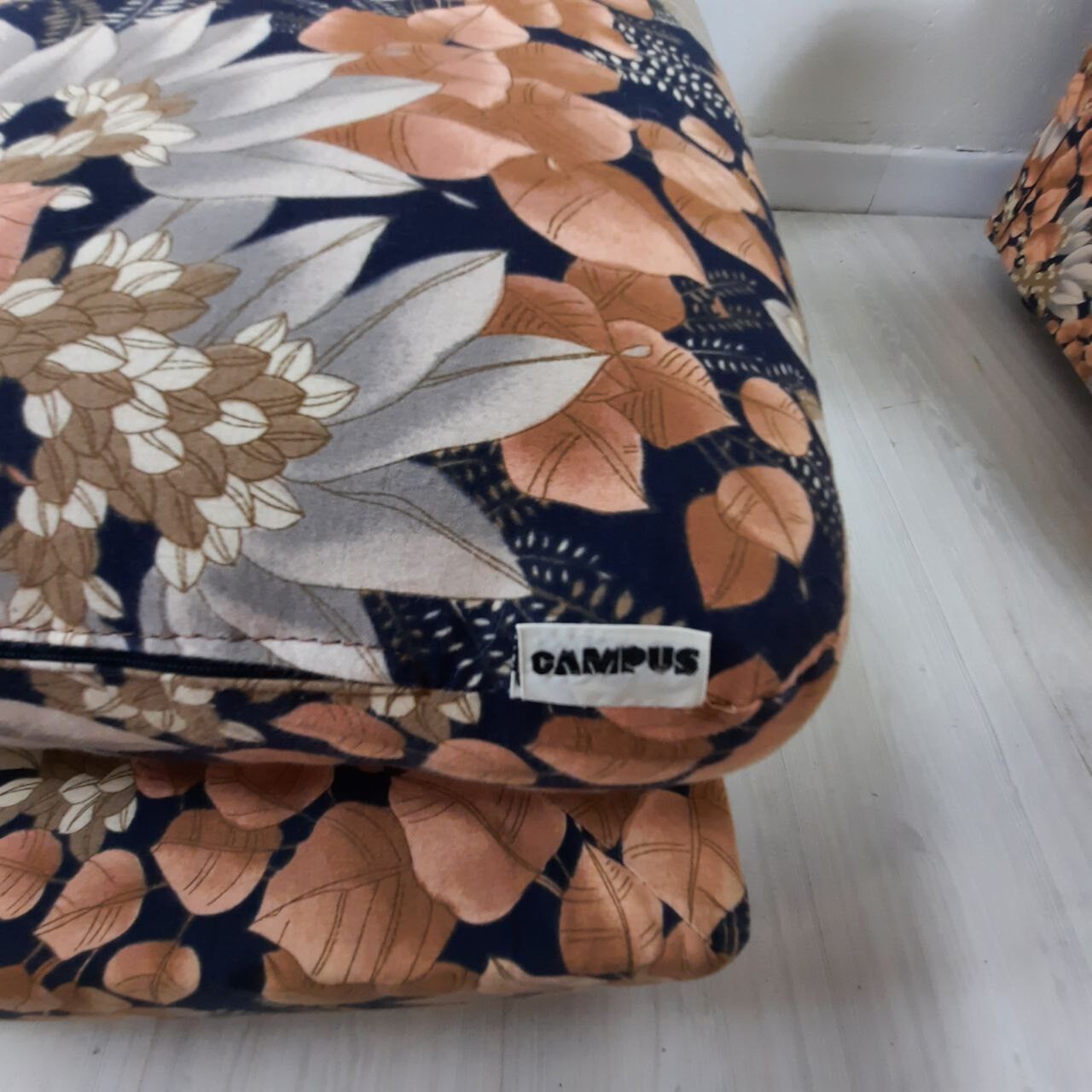 Modular sofa / Pair Armchairs - Fabric leaves - Vintage - Bonacina