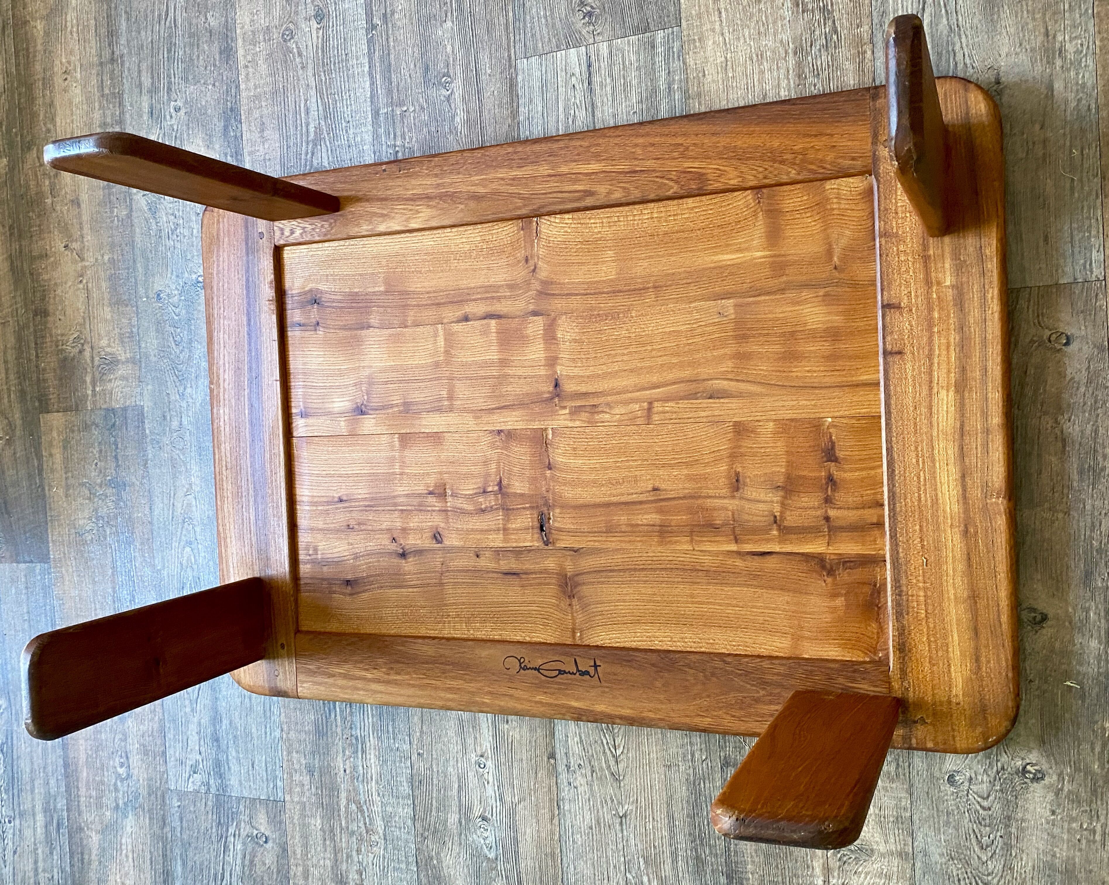 Coffee table in blond wood signed Alain Gaubert (20th century)