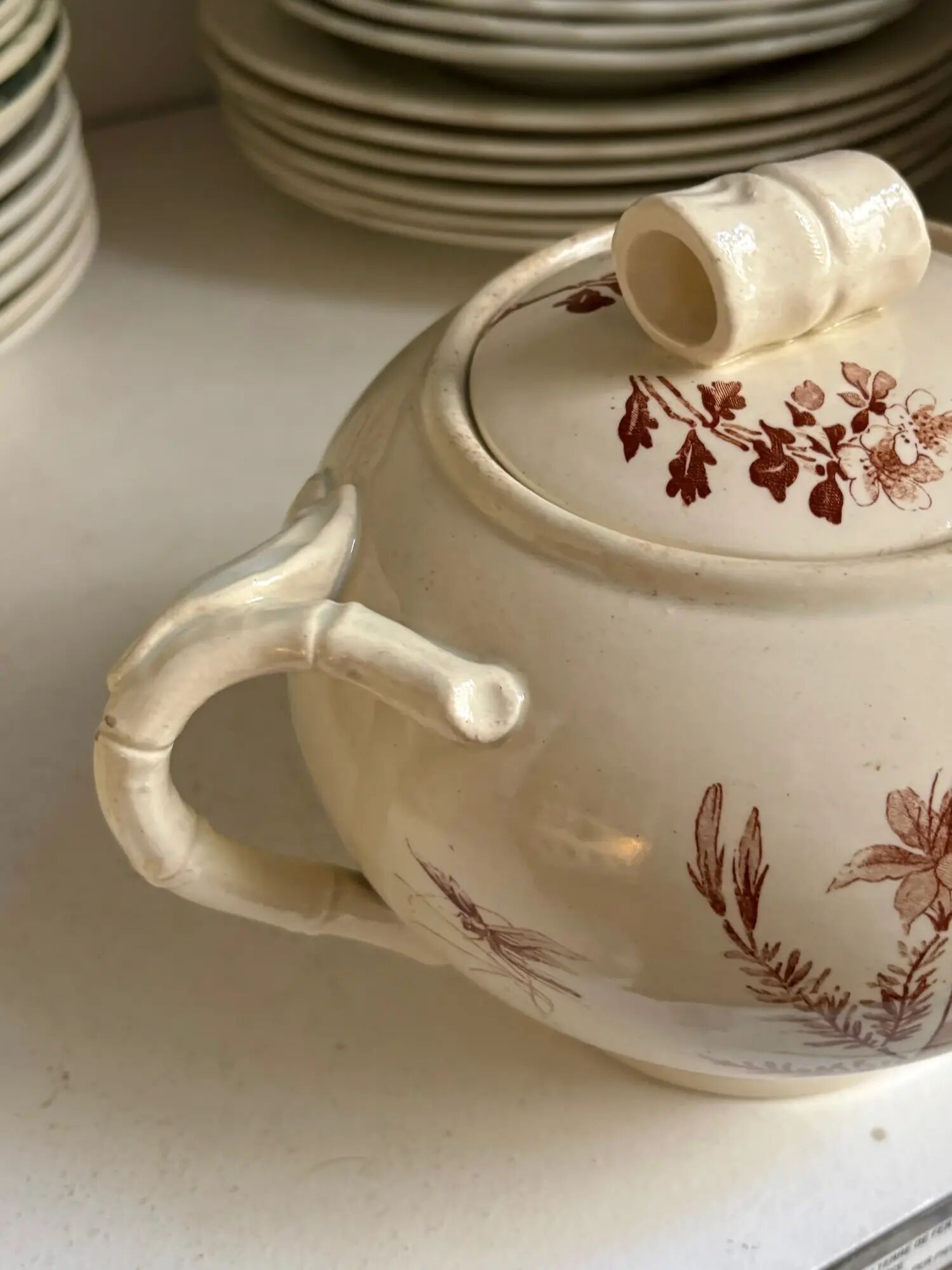 3-piece tea and coffee service KG Lunéville in brown ironstone
