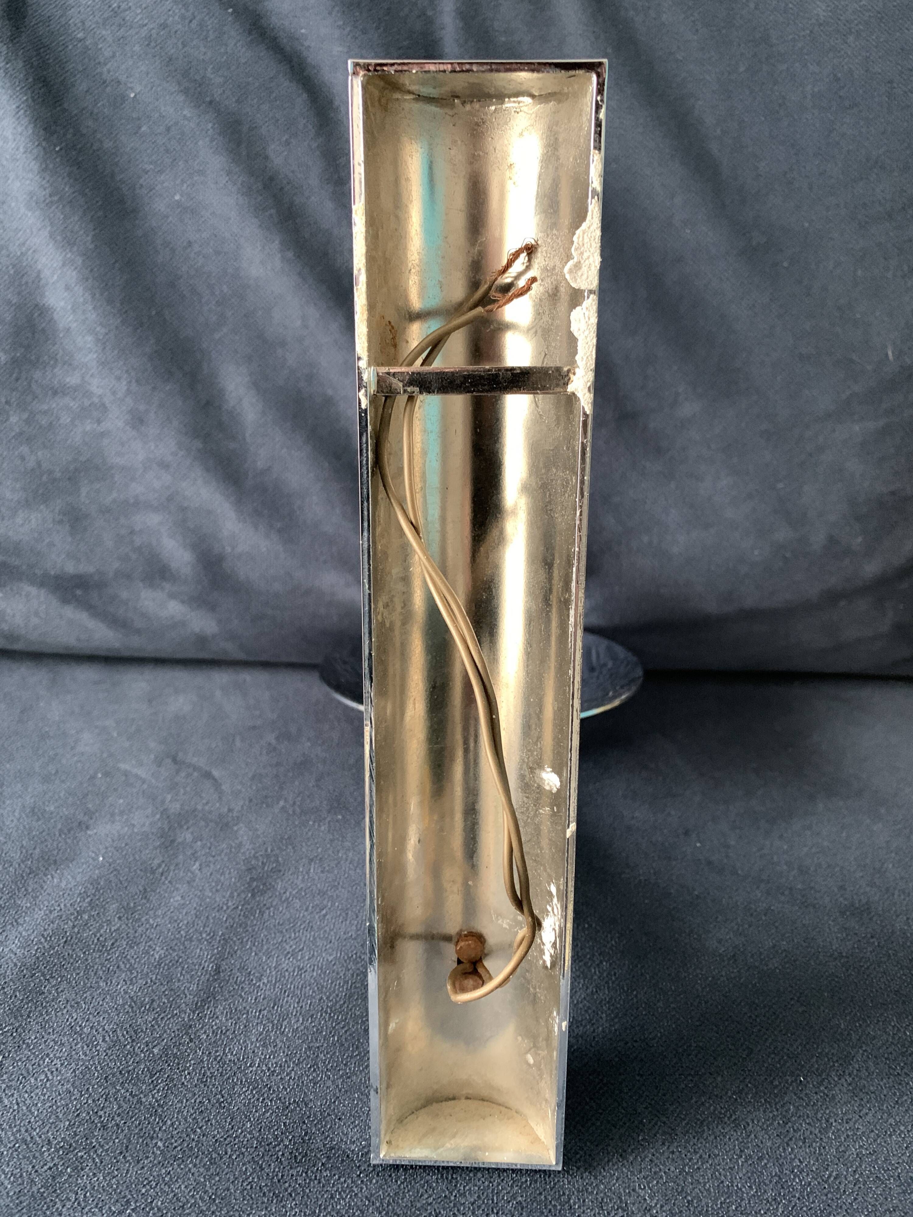 Pair of chrome metal sconces and smoked glass from Sciolari, 1970