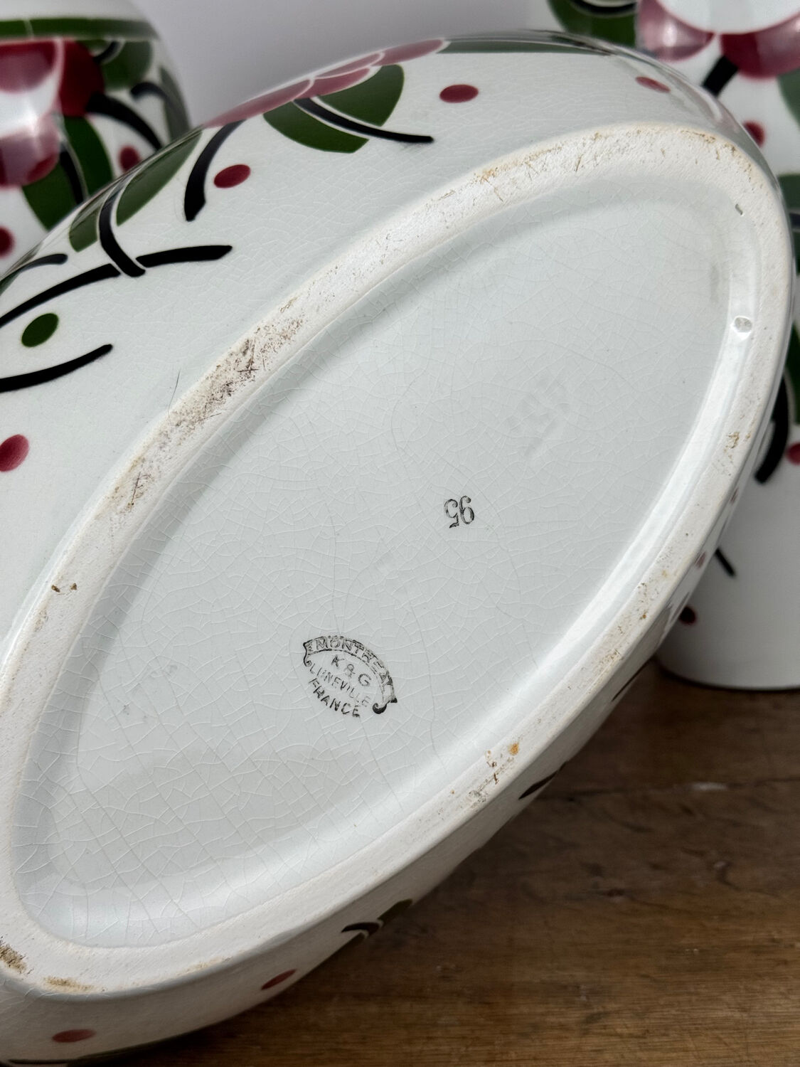 Art Deco - Lunéville mantelpiece set with vases and planter