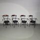 Italian postmodern turnable wrought iron dining chairs with leather seats