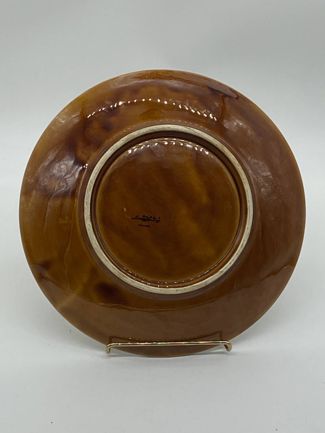 Ceramic dish, Sarreguemines France vintage, yellow flower