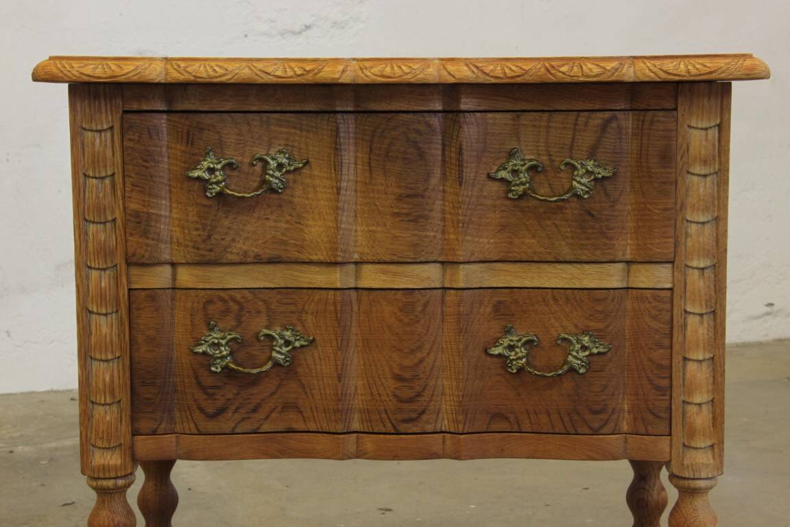 Vintage 1960s Danish modern oak nightstands in the style of Henning Kjærnulf