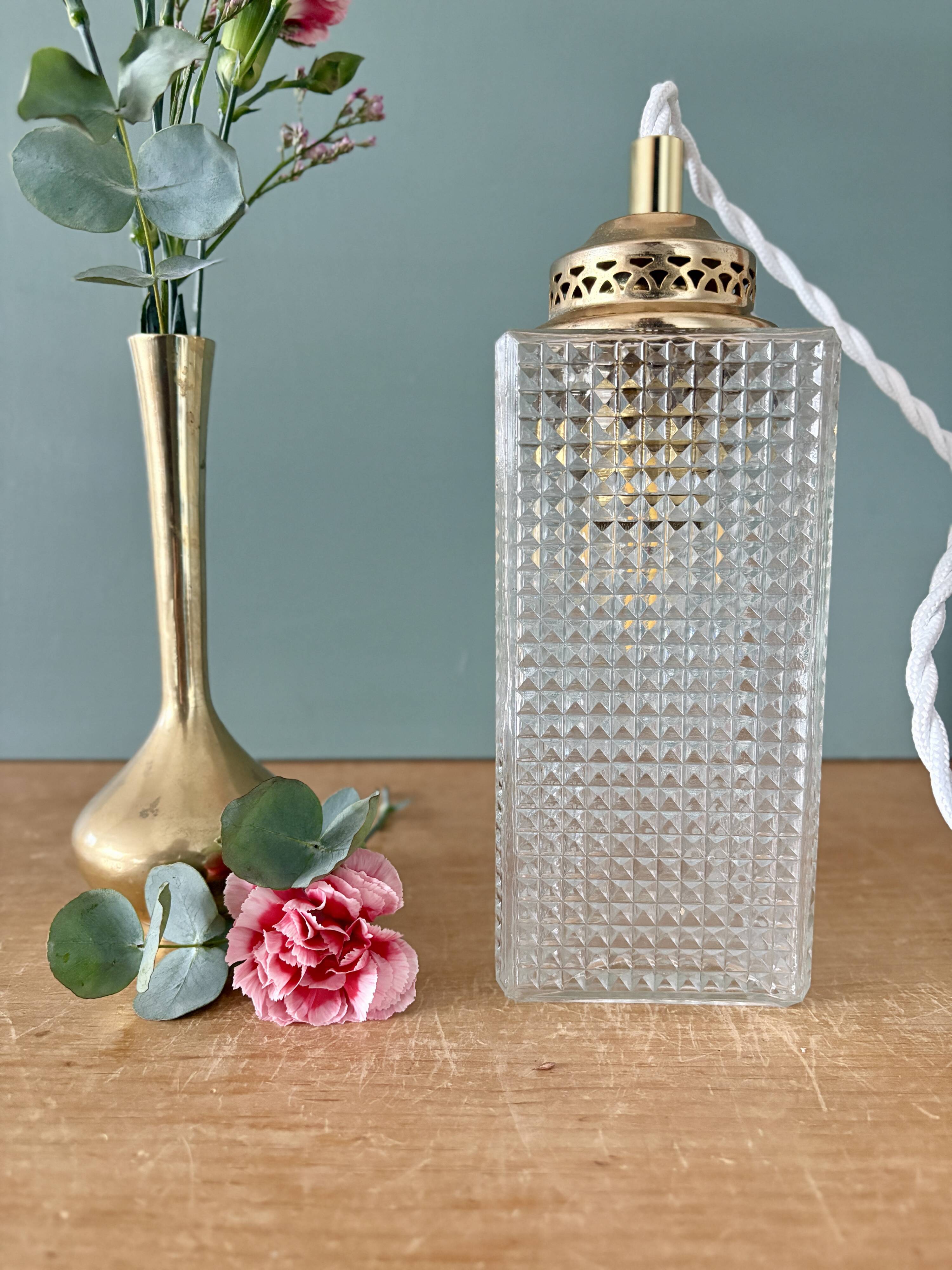 Vintage glass globe table lamp or portable lamp