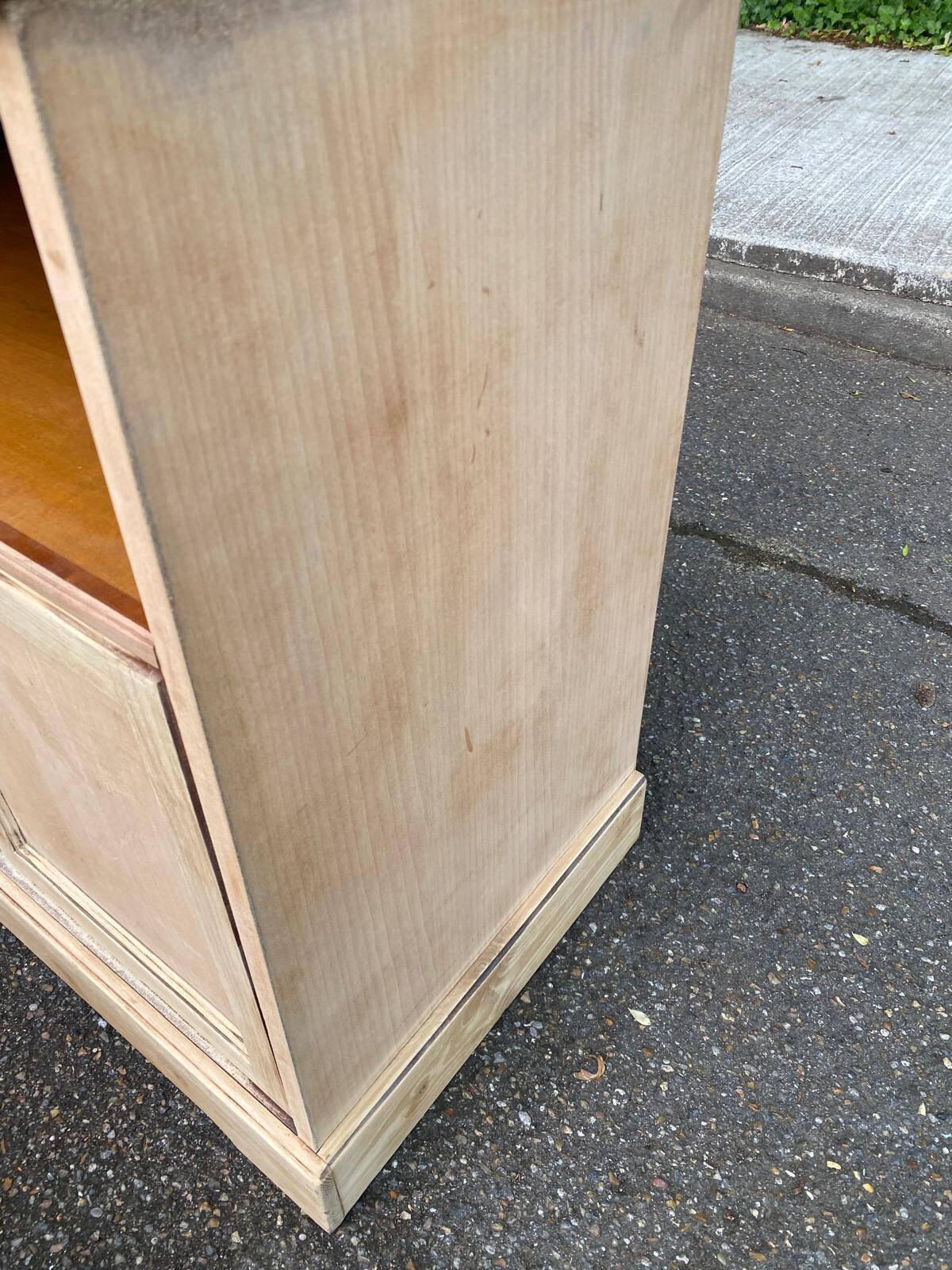 Louis Philippe two-door buffet, renovated TV unit in raw wood.