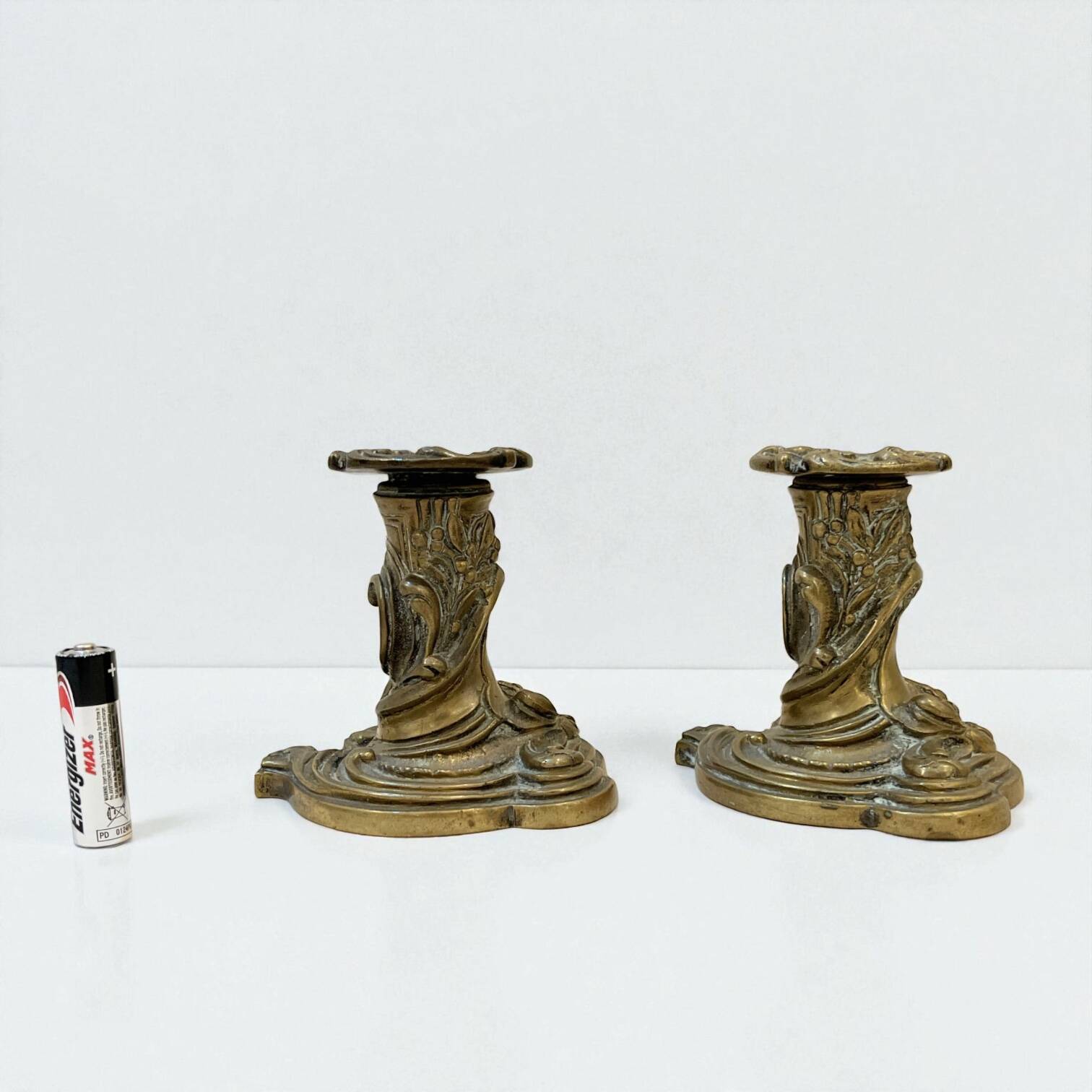 Pair of antique gilt bronze toilet candlesticks - 19th century - Louis X style