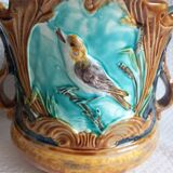Pair of antique cache-pots in majolica – Art Nouveau 19th century