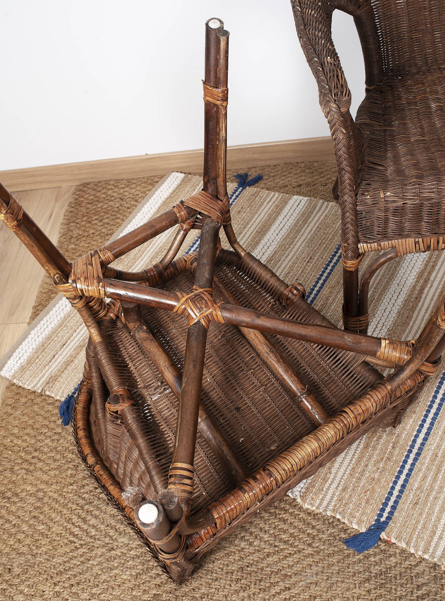 Fauteuil Rotin Vintage, en osier, lot de 3