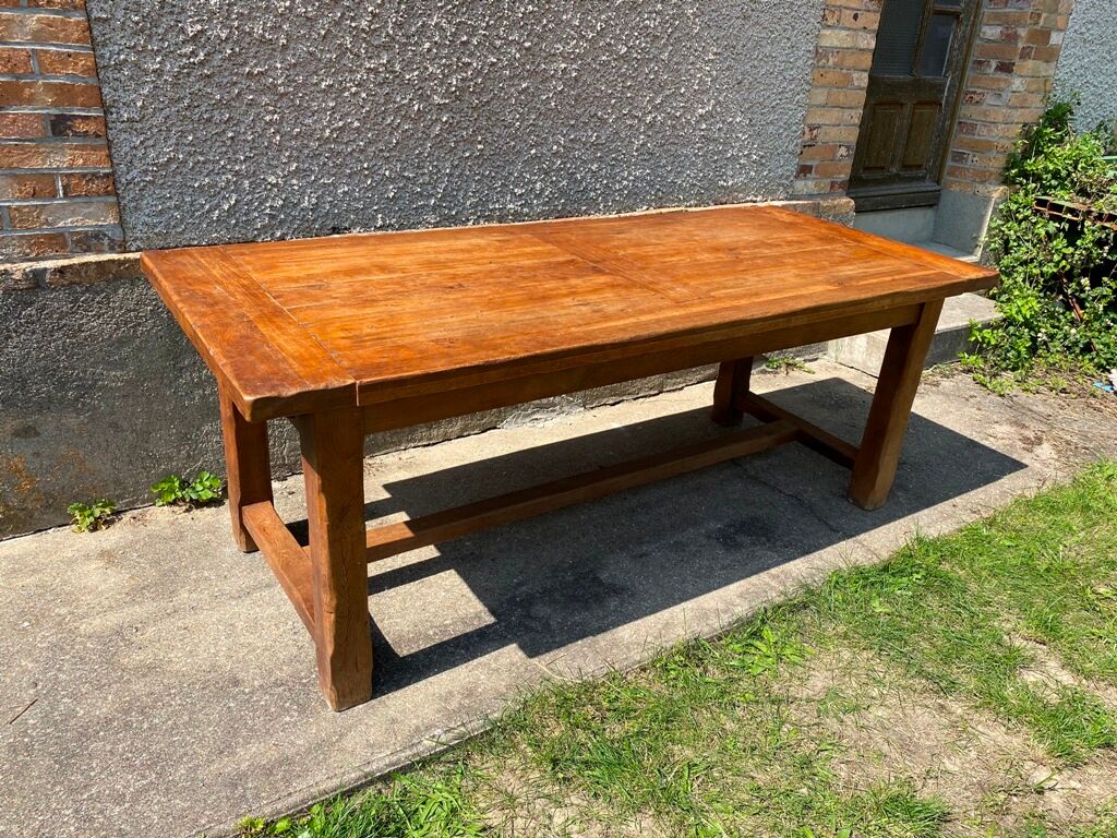 Solid oak dining farm meal table 1980