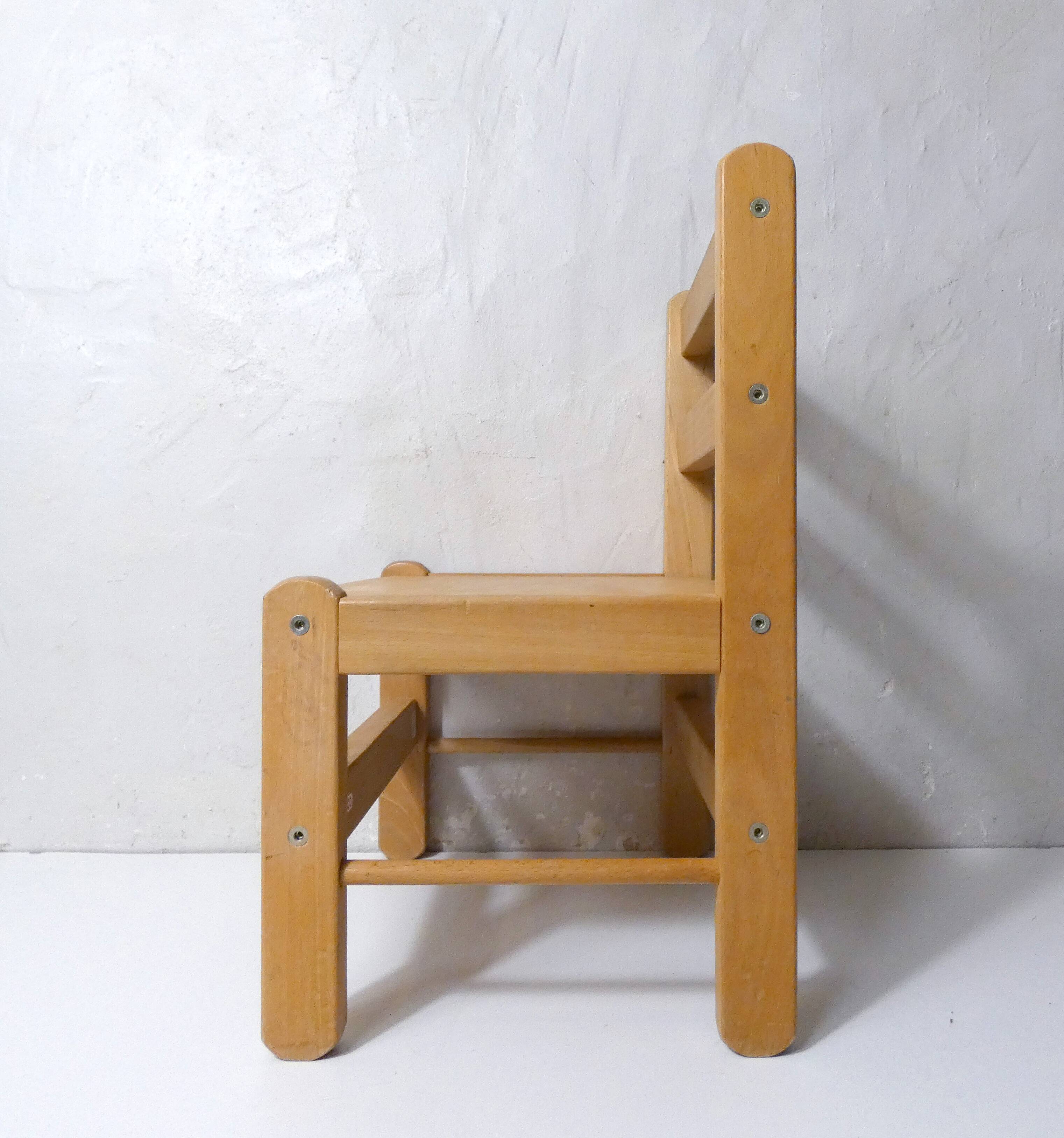 Small vintage combelle wooden chair for children