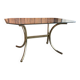 Brass and glass dining table, yellow finish, Hollywood Regency style (1970s)