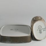Scandinavian Modern Plate and Vase, ceramic, "Baca", Fajance, by Nils Thorsson f