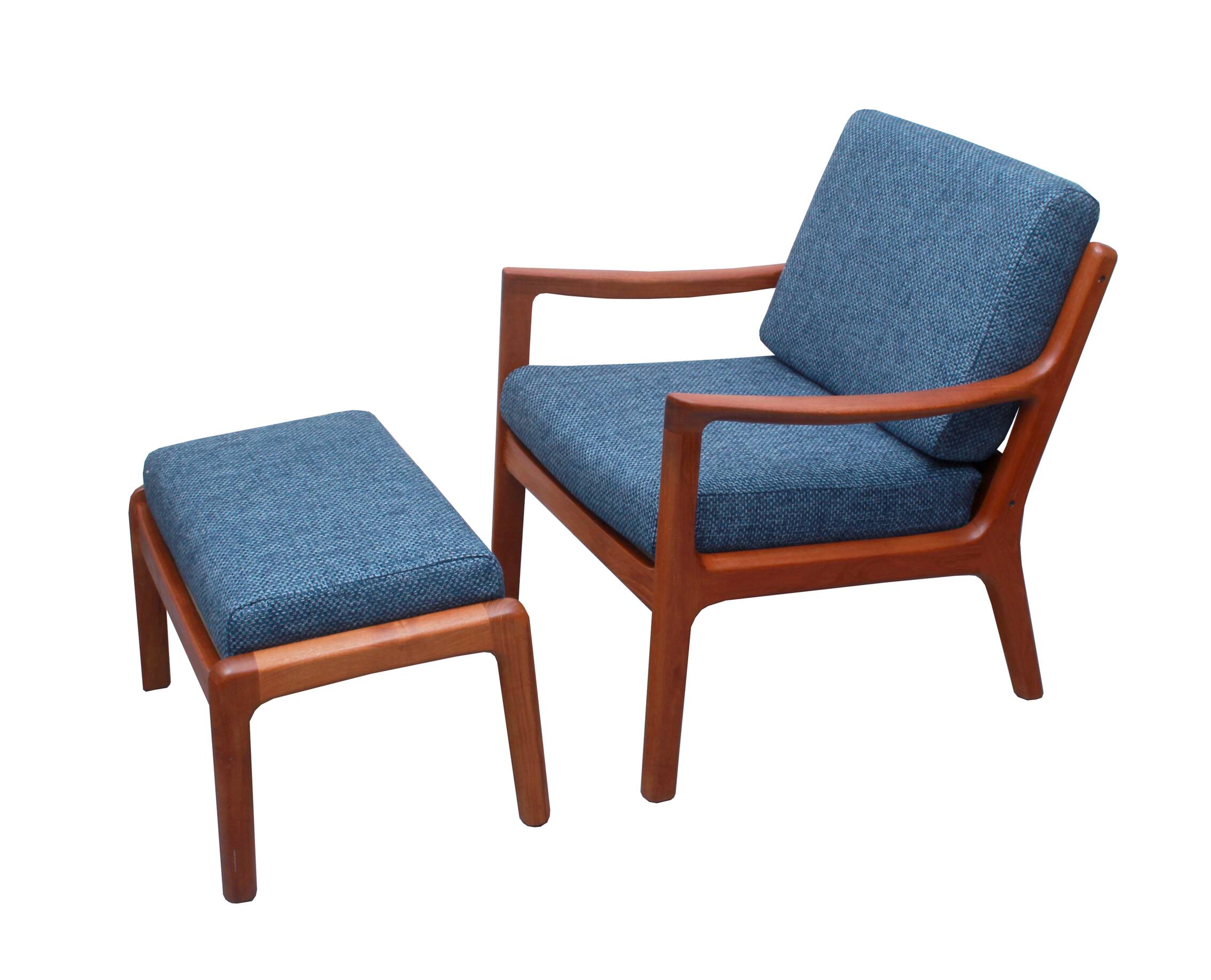 1960s armchair + ottomane teak, Ole Wanscher for Cado