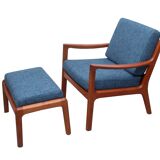 1960s armchair + ottomane teak, Ole Wanscher for Cado