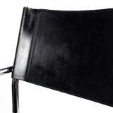 Pair of Matteo Grassi MG5 chairs in black leather and chrome