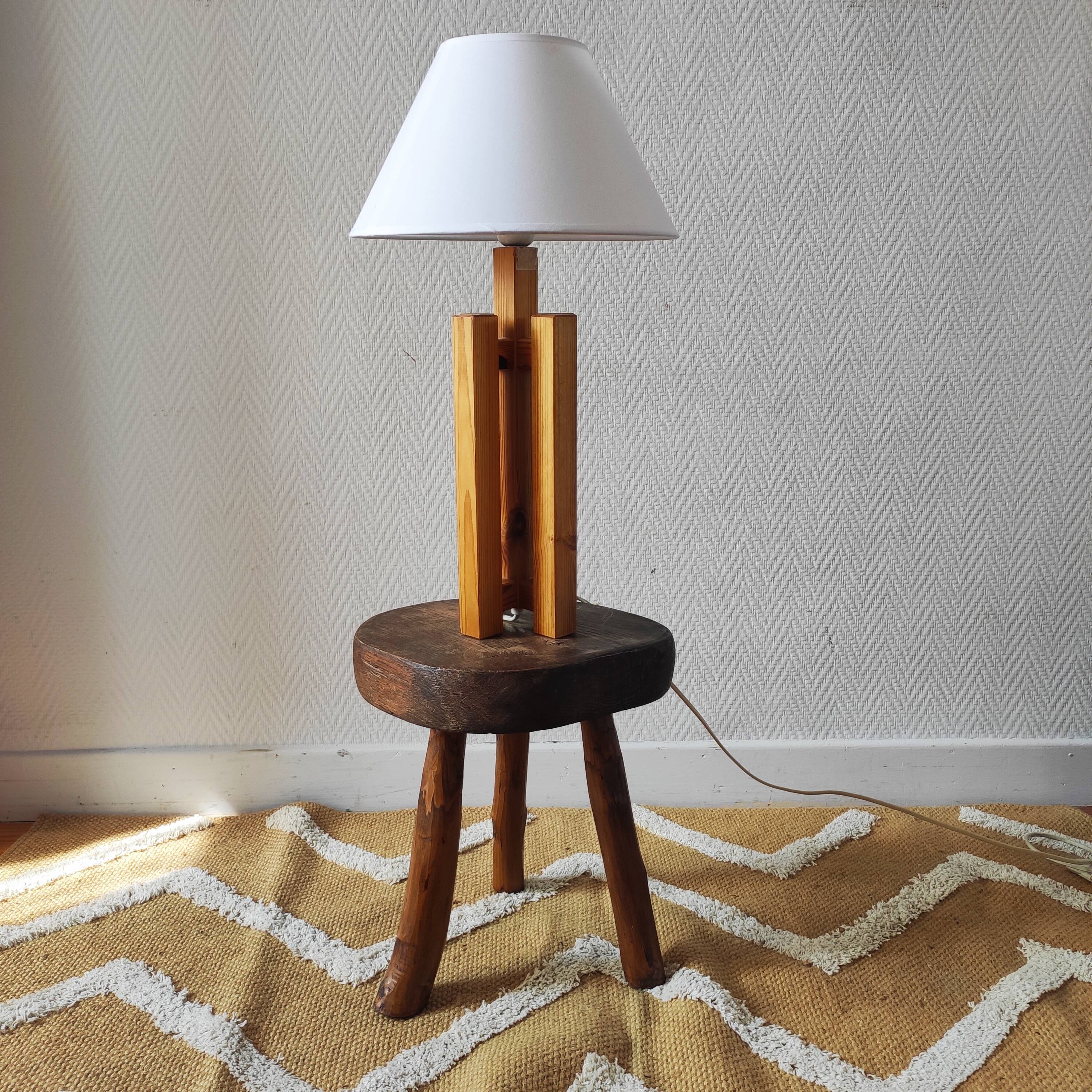 Vintage brutalist tripod stool