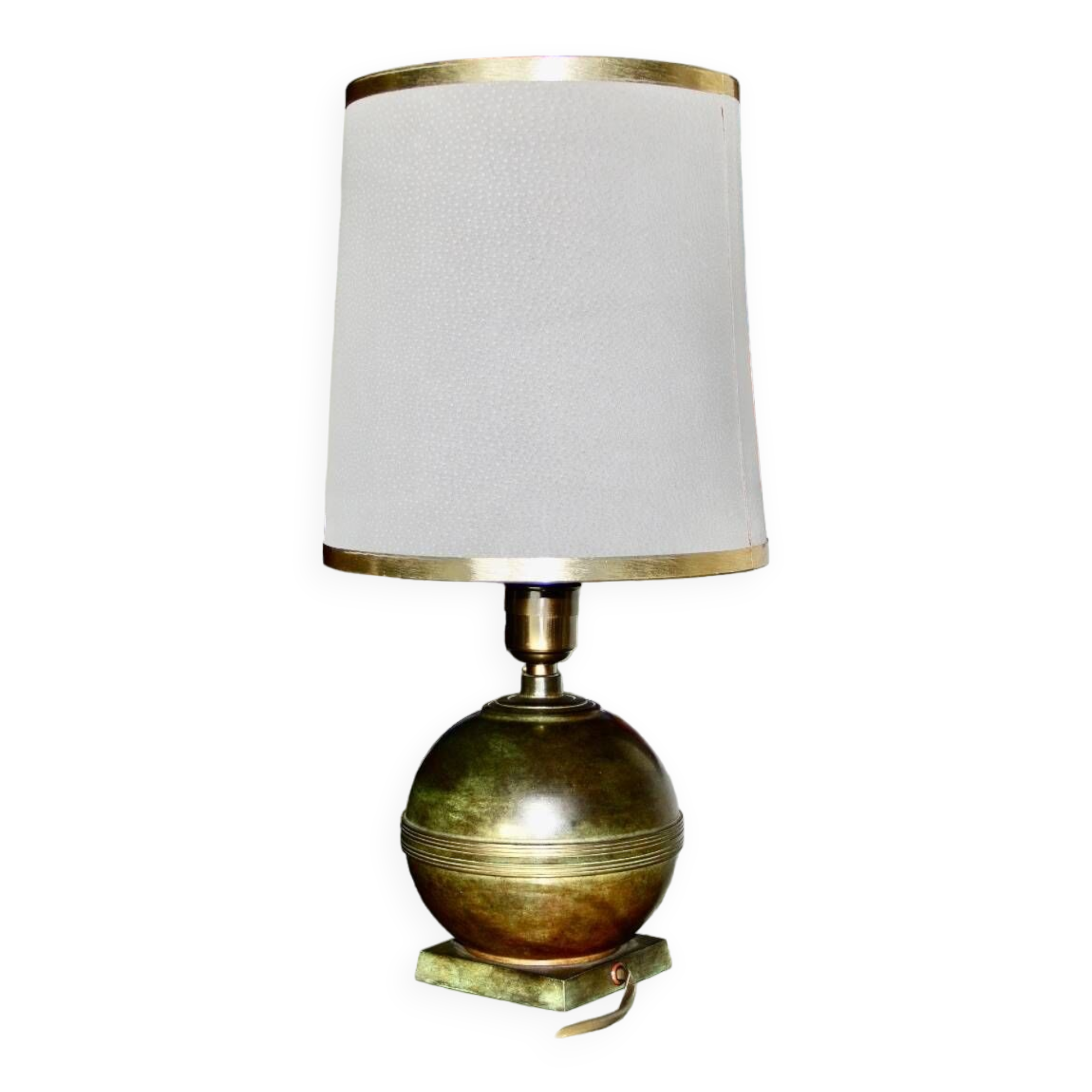 Patinated bronze and leather lamp art deco denmark 1930