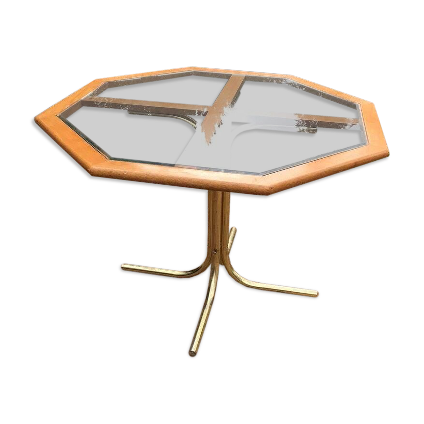 Octagonal Brass & Glass Dining Table