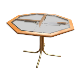 Octagonal Brass & Glass Dining Table