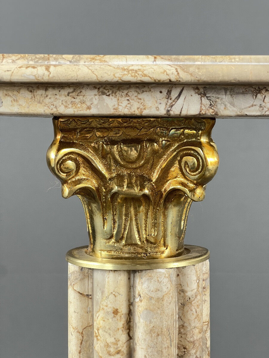 Pair of marble and brass pedestals, 20th century
