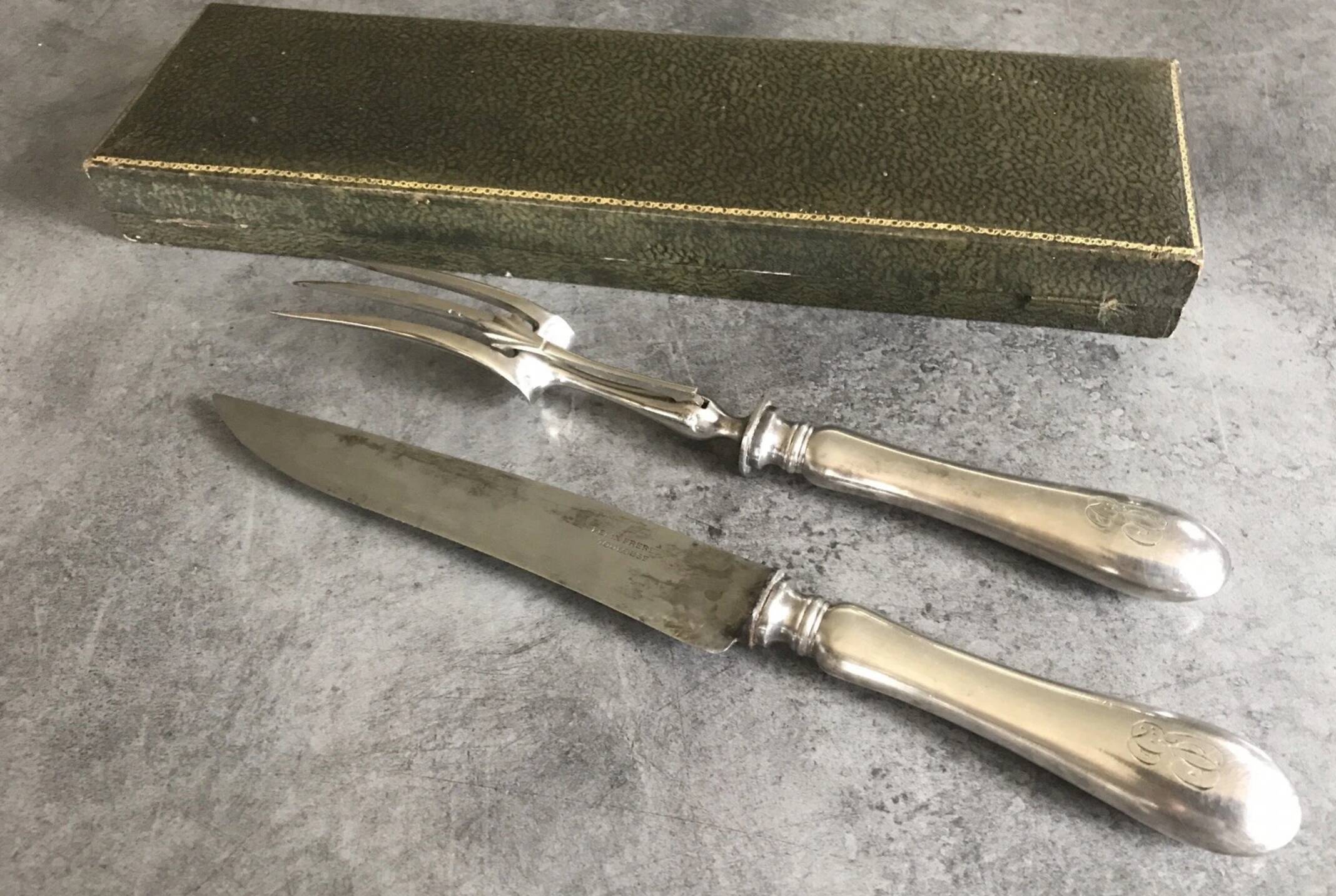 Carving cutlery set for leg of lamb, félix frères silverware