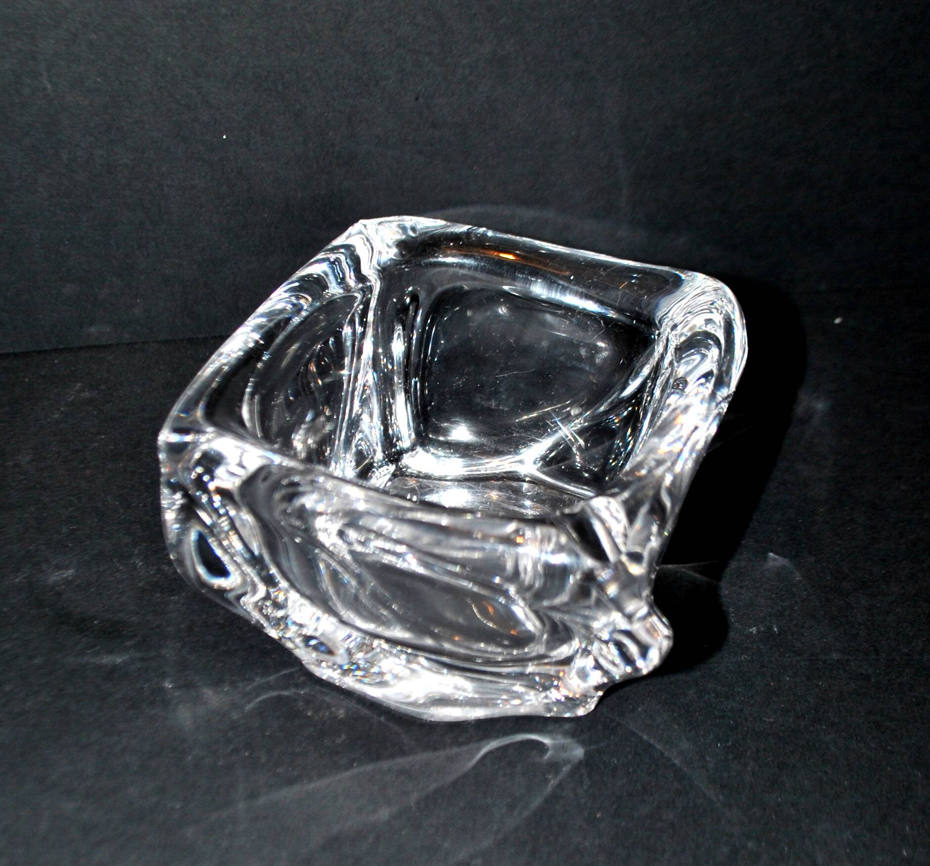 Ashtray in blown crystal DAUM France DESIGN Modernist 1960