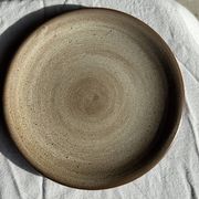Lot de 6 assiettes à dessert vintage en grès brun