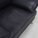 Fauteuil de salon postmoderne en cuir et chrome, années 1980