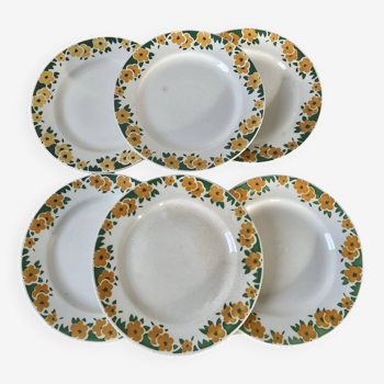 Lot de 6 assiettes vintage modèle bouton-d’or de Sarreguemines