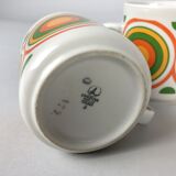 Set of 6 Vintage Mugs with Colourful Circle Pattern, 1970's