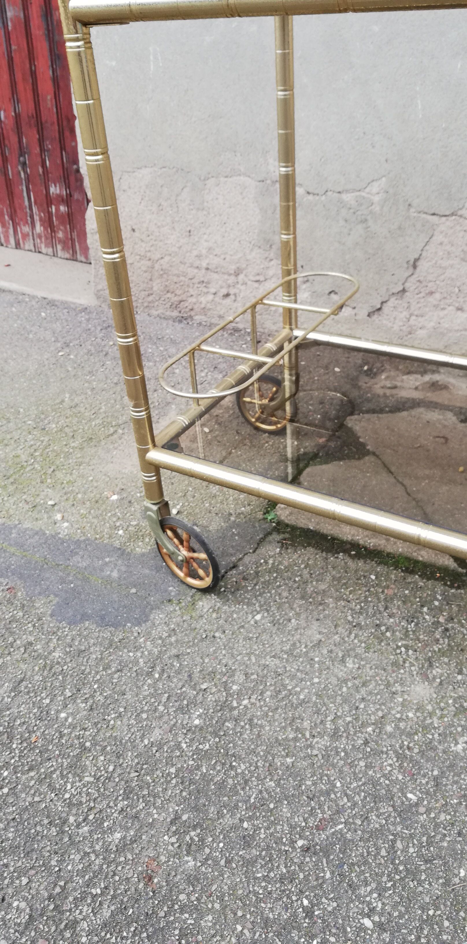 Vintage brass service 4 wheels