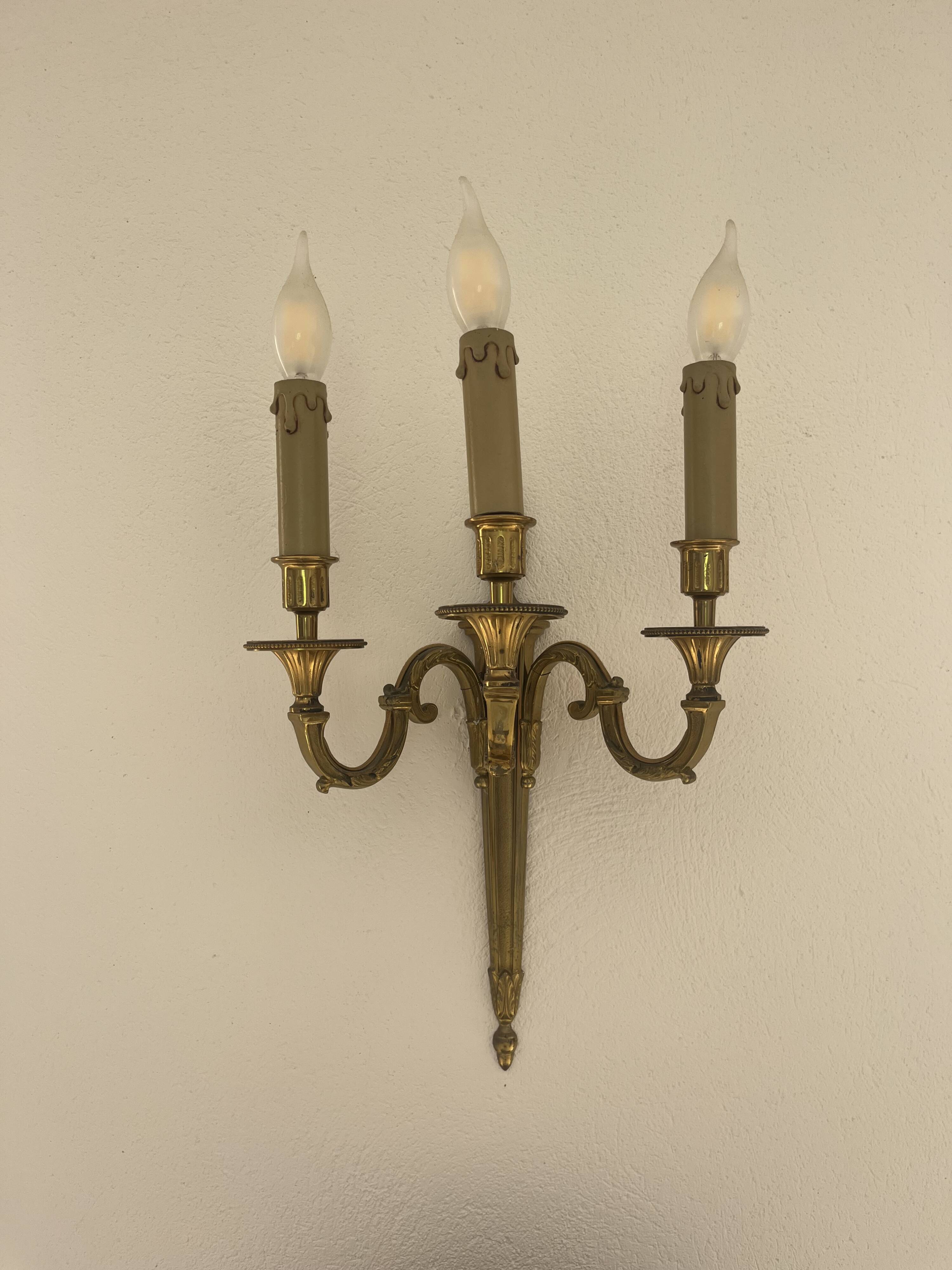 3-arm wall sconce in gilded bronze