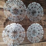 Set of 4 opaque glass bread plates snowflake