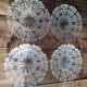 Set of 4 opaque glass bread plates snowflake