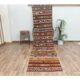 Tapis Kilim coloré en laine et coton fait main turc vintage des années 1970 98x405