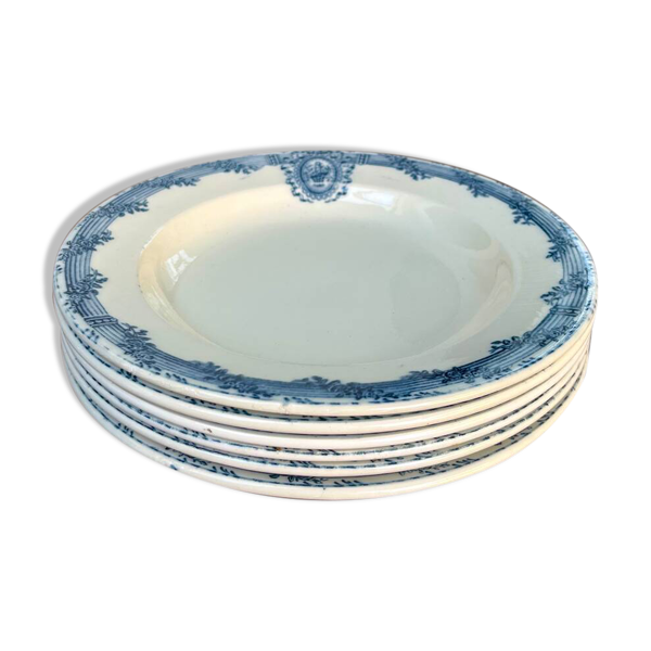 6 assiettes en terre de fer Salins modèle Versailles