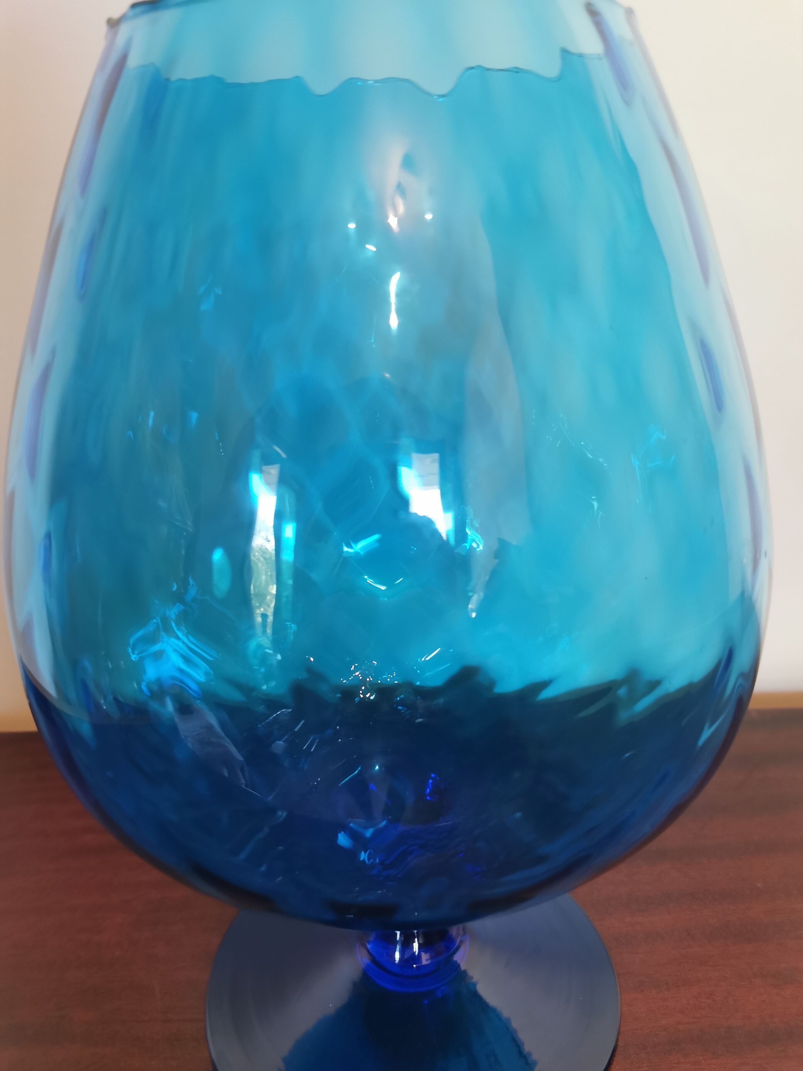 Vintage vase shaped light blue glass
