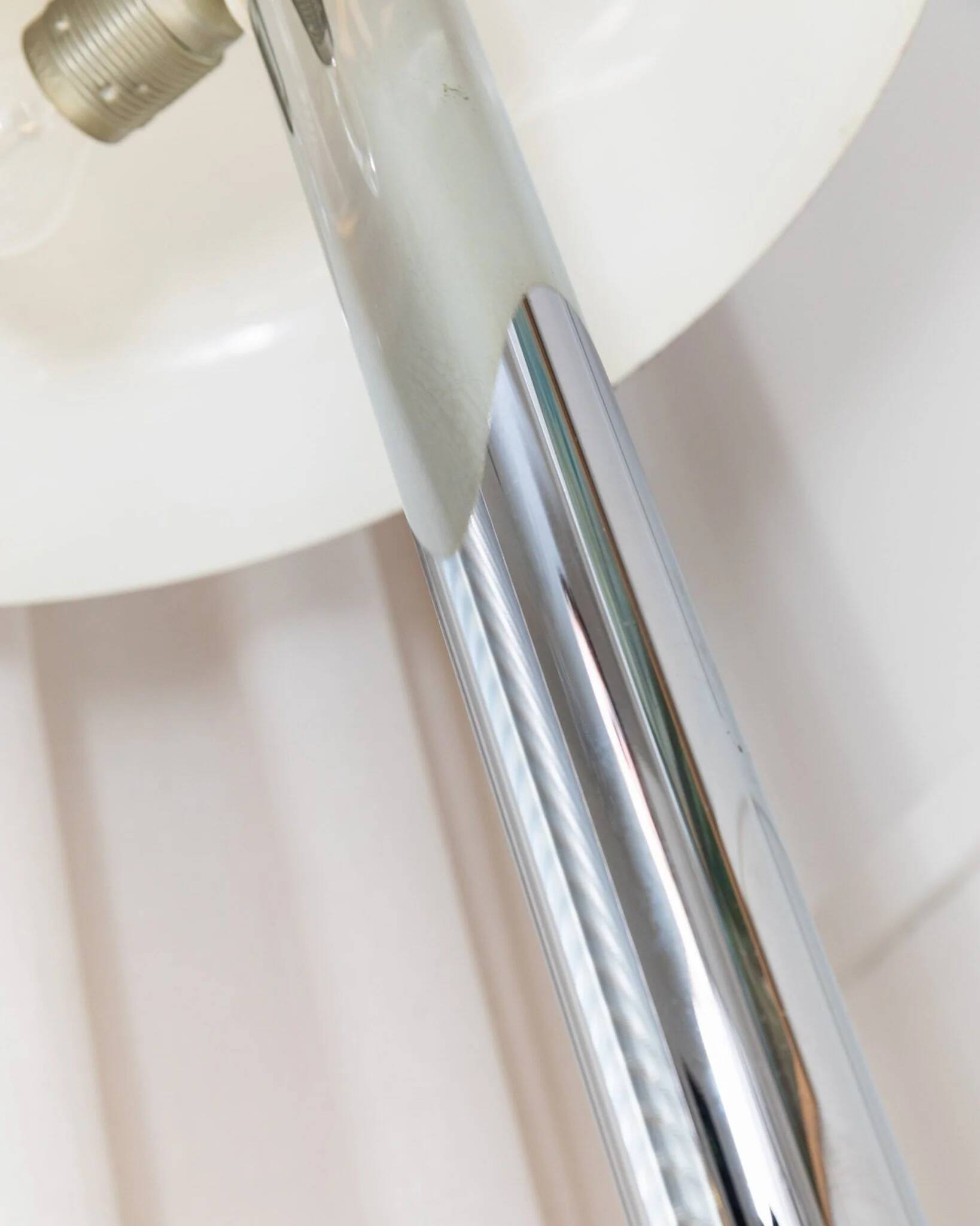 Noir Metal Table Lamp by Heinz Pfaender for Hillebrand - Chrome Base, Textured Shade, 1960s