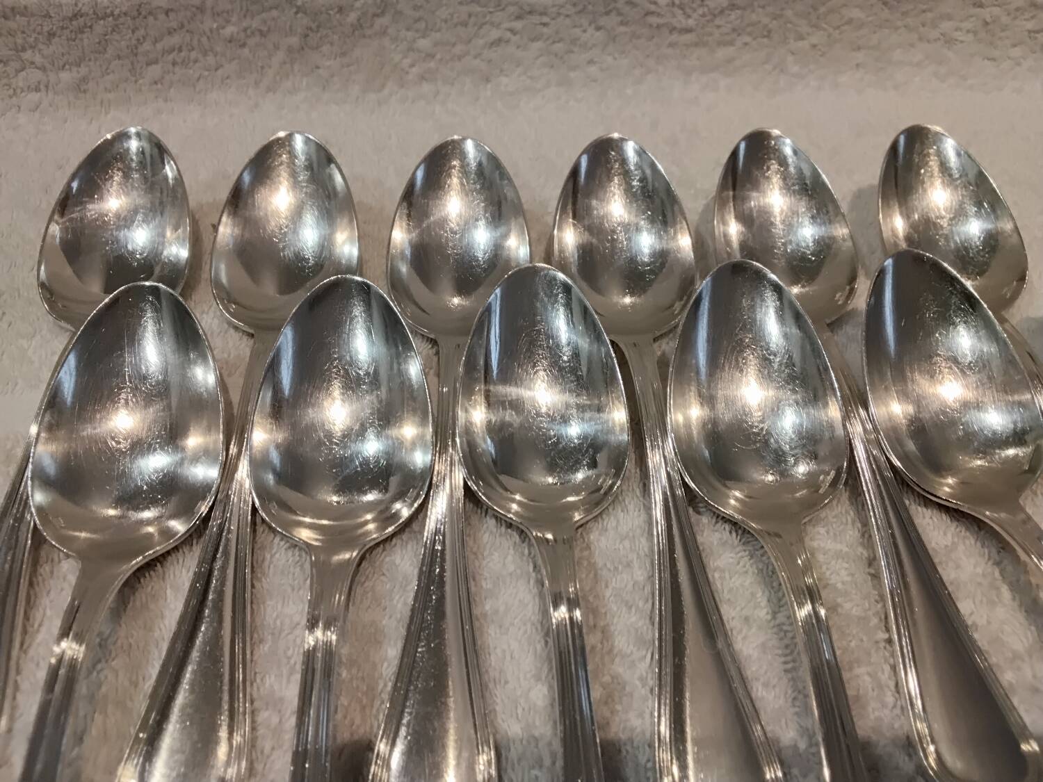 12 silver-plated soup spoons, Christofle goldsmith, Spatours model