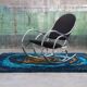 1970s chrome and black velvet sculptural rocking chair